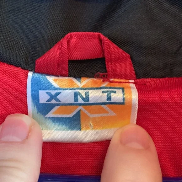 Vintage 90s XNT size 4 cape cod woven lined zip up red navy wind jacket vest EUC